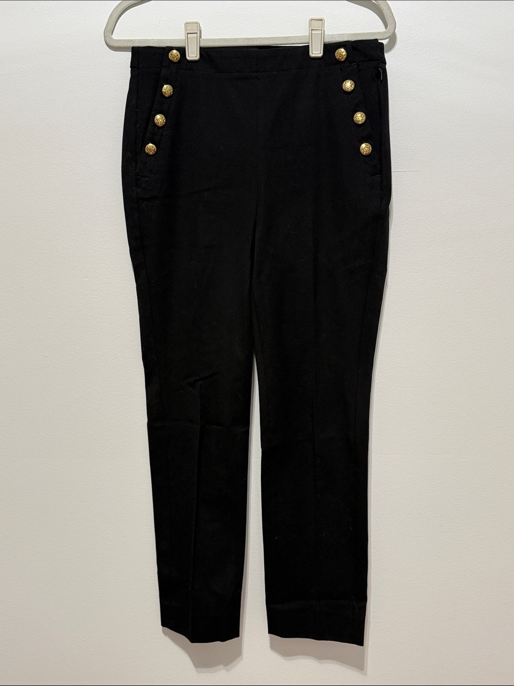 Banana Republic Black Tapered Pants with Gold Button Accents